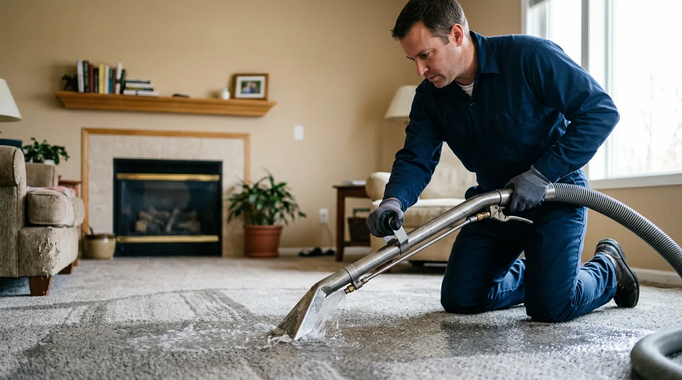 Water damage restoration technician working near Meredith, NH